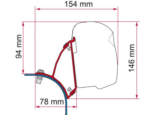 ADAPTATEUR DEEP BLACK FIAMMA F43 POUR VW T5/T6/T6.1 avec TOIT RELEVABLE