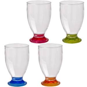 VERRES 170ml SUR PIED COLORES ACRYLIQUE X 4