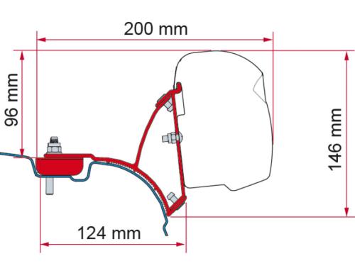 ADAPTATEUR VW TRANSPORTER/MULTIVAN SANS RAIL SUR LE TOIT, DeepBlack POUR F43