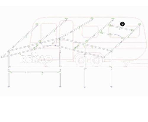 BARRE FAITIERE DE TOIT - 2 segments ACIER 120-205cm -  Ø19/22mm