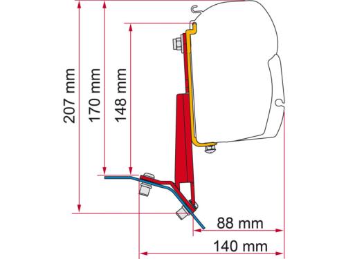 ADAPTATEUR FIAMMA F35pro/ F45 / F43 pour Ford Transit Custom 2015-2023 L1/L2 