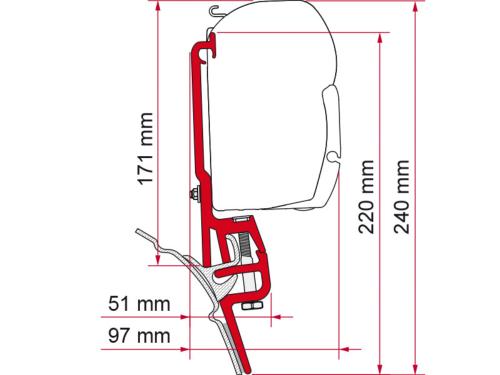 ADAPTATEUR FIAMMA F35/F45/F43 POUR RAIL BRANDRUP SUR VW T4 
