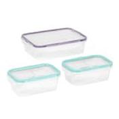 LOT DE 3 BOITES PLASTIQUES + COUVERCLE FERMETURE ÉTANCHE SNAPWARE (6 PIÈCES)