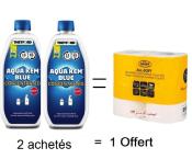 2 AQUA KEM BLUE CONCENTRE THETFORD 780 ml achetés = 1 lot PAPIER TOILETTE OFFERT