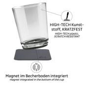 2 VERRES A EAU PLASTIQUE 25cl SILWY® PEARL GREY AVEC SOUS-VERRE MAGNETIQUE