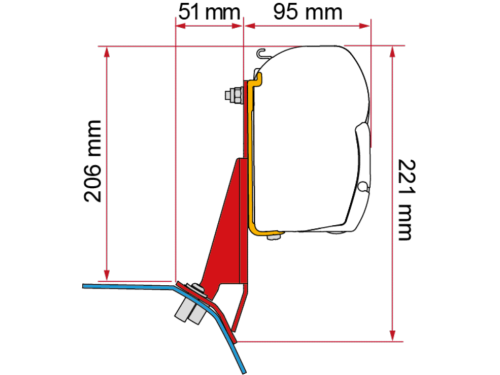 ADAPTATEUR pour store FIAMMA F43/F45 pour Ford Custom V710 H1 - L1/L2