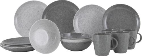 Gimex Solid Line, Ensemble de vaisselles Gris granite 16 pièces - 4 personnes