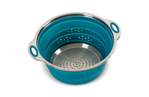PASSOIRE EN SILICONE PLIABLE BLEU PETROLE Ø24/28