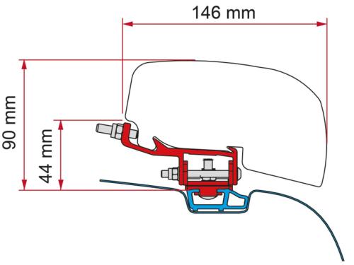ADAPTATEUR FIAMMA F40 pour VW T5/T6 Transporter ou Multivan AVEC RAIL C sur le toit