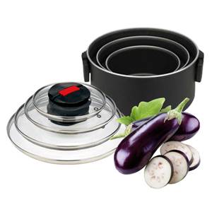 LOT DE 3 CASSEROLES ANTI-ADHESIVES + 3 COUVERCLES EN VERRE