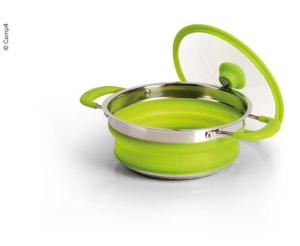 FAIT-TOUT 2L REPLIABLE EN ACIER INOX ET SILICONE VERT