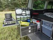 AMENAGEMENT AMOVIBLE REIMO CampingBox L-CM spciale pour VW T5/T6 MULTIVAN ou CALIFORNIA BEACH - 118x80 x H 47 cm