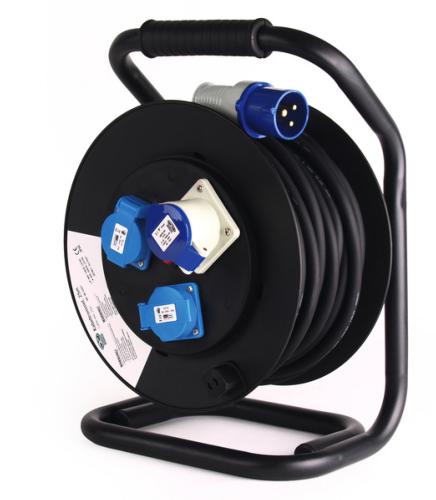 TOURET RALLONGE ELECTRIQUE 25M - CEE MALE et 2 Schuko/1 CEE femelle