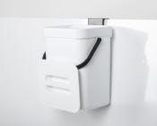 Poubelle 3l Blanche 15,6x12x20,5cm, avec couvercle, à suspendre à la porte