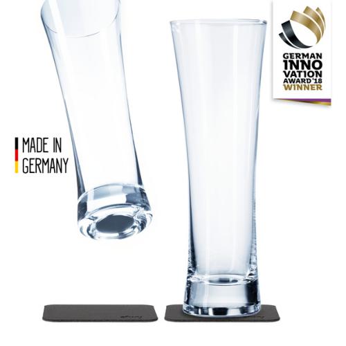 2 VERRES A BIERE CRISTAL SILWY® AVEC SOUS-VERRE MAGNETIQUE