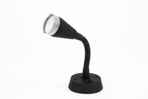 Spot LED avec bras flexible et interrupteur noir mat