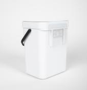 Poubelle 3l Blanche 15,6x12x20,5cm, avec couvercle, à suspendre à la porte