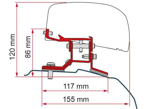 ADAPTATEUR pour store FIAMMA F40 pour FORD TRANSIT CUSTOM LONG L2