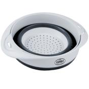 BOL SALADIER + PASSOIRE EN SILICONE PLIABLE  BLANC/GRIS - 2 en 1