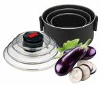 LOT DE 3 CASSEROLES ANTI-ADHESIVES + 3 COUVERCLES EN VERRE