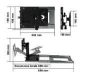 SUPPORT TV COULISSANT avec un double bras articulé pour une ouverture jusqu'à 1 M