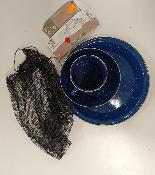SET DE VAISSELLE EMAILLEE BLEU VINTAGE / 3 PIÈCES 