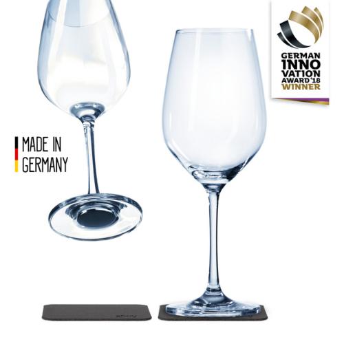 2 VERRES A VIN CRISTAL 25cl SILWY® AVEC SOUS-VERRE MAGNETIQUE