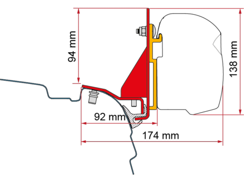 ADAPTATEUR FIAMMA F45S/F43 pour MULTIRAIL REIMO SUR VW T5/T6/T6.1 L1