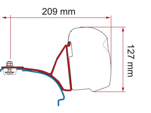 ADAPTATEUR DEEP BLACK FIAMMA F43 POUR VW T5/T6/T6.1 AVEC RAIL C SUR LE TOIT