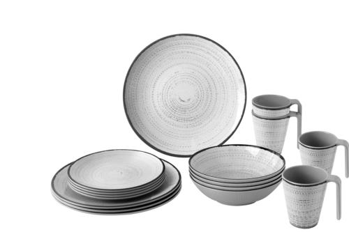 Service de table en mélamine Tivoli - 16 pièces - Pour 4 personnes 