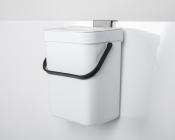 Poubelle 3l Blanche 15,6x12x20,5cm, avec couvercle, à suspendre à la porte