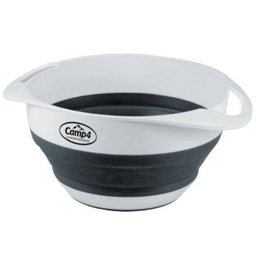 BOL SALADIER + PASSOIRE EN SILICONE PLIABLE  BLANC/GRIS - 2 en 1