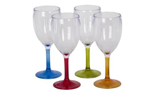 LOT DE 4 VERRES A VIN 29 CL COLORES