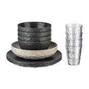 Service de vaisselle Koziol CLUB SET GTEBORG 16 pices, gris/beige, 4 personnes.