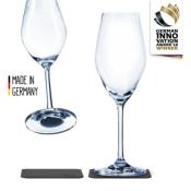 2 FLUTES A CHAMPAGNE CRISTAL SILWY AVEC SOUS-VERRE MAGNETIQUE