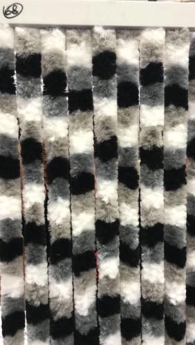 RIDEAU CHENILLE ANTI INSECTES - BLANC/GRIS/NOIR- 56x205cm