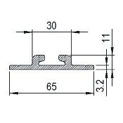 RAIL AERO D'ARRIMAGE ALU PLAT 2000x65x11mm