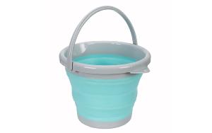 SEAU PLIANT EN SILICONE 5L - GRIS & BLEU