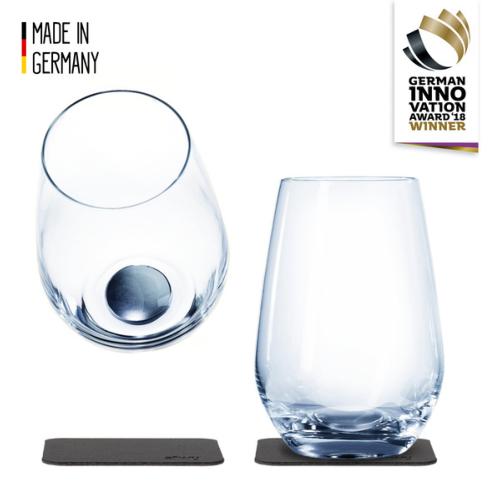 2 VERRES A JUS DE FRUIT CRISTAL 40cl SILWY® AVEC SOUS-VERRE MAGNETIQUE