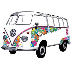 STICKER MURAL VW SAMBA FLOWER 180X120cm