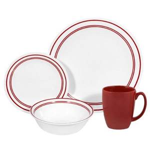 SET DE VAISSELLE CORELLE RONDE CAFE RED 16 pièces